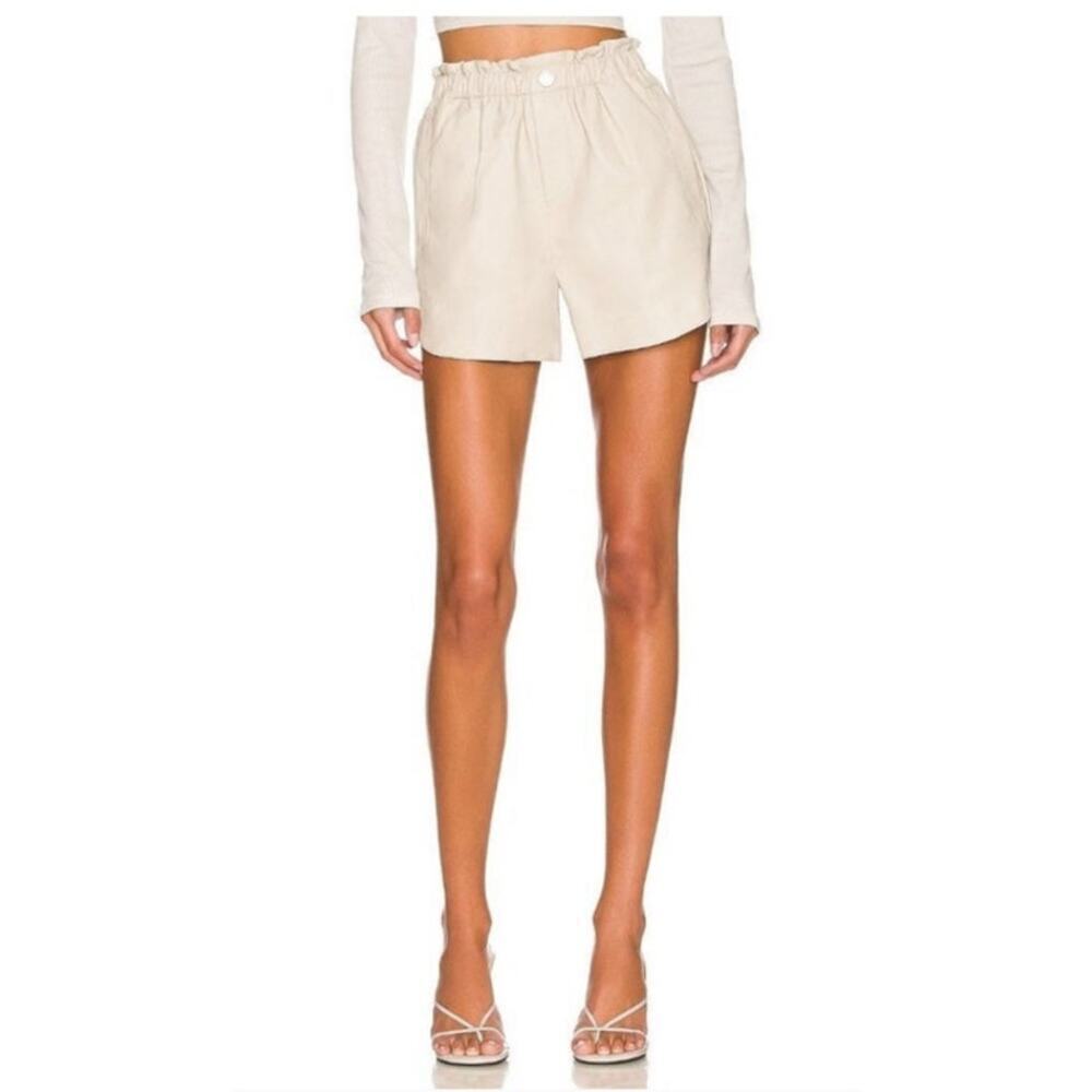 BlankNYC Tan Paperbag High Waist Faux Leather Shorts, 26
